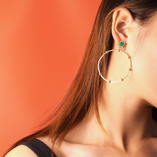 Bông Tai Dự Tiệc Hình Tròn To Thép Titan Ko Rỉ TT 3604