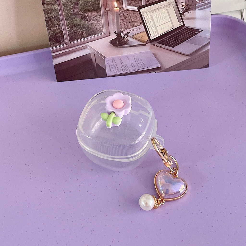 Vỏ Bảo Vệ Hộp Sạc Tai nghe không dây Baseus Bowie WM02 Bằng Silicon Mềm Trong Suốt Chống Sốc Hình Trái Tim Dễ Thương Kèm Dây