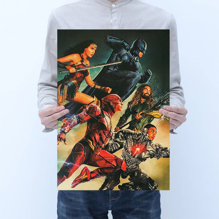 Áp Phích Treo Tường Trang Trí Hình Siêu Anh Hùng Dc "5 Heros Justice League 50.5x35cm