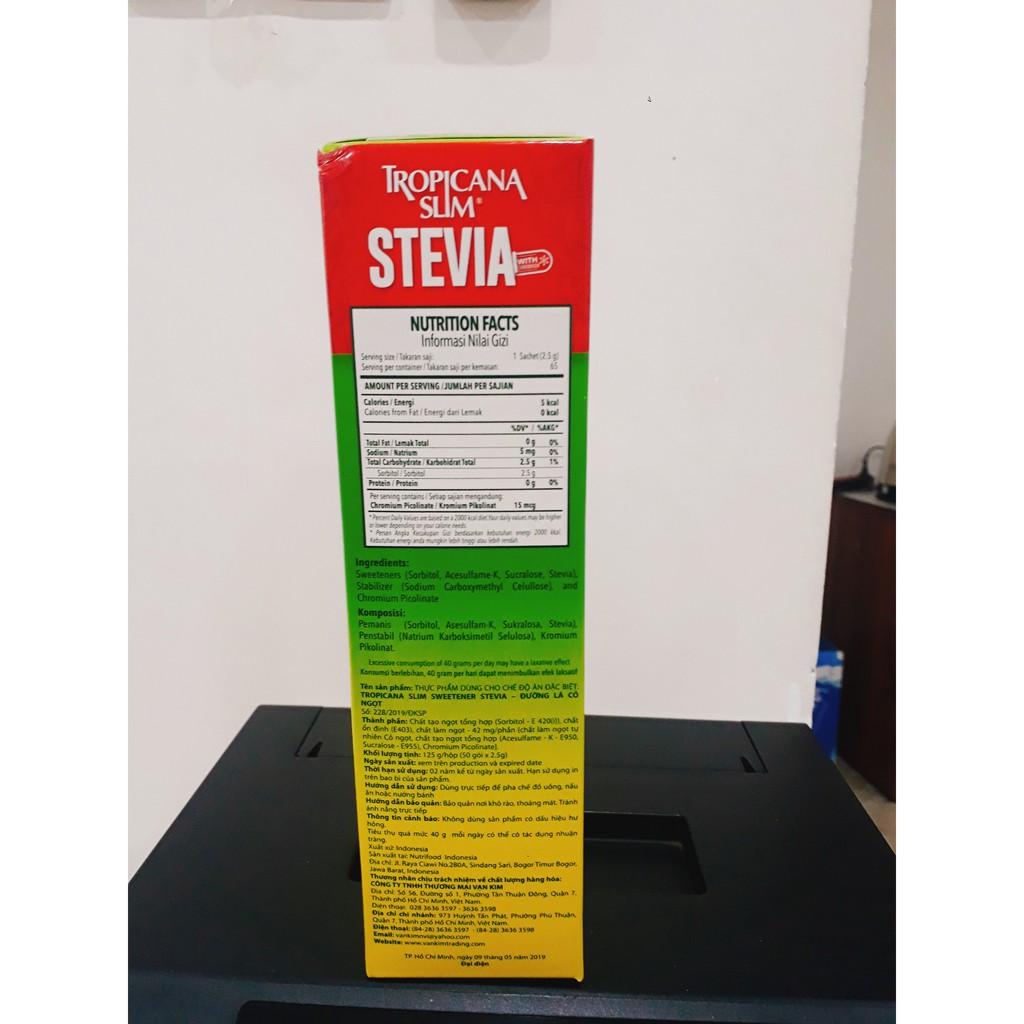 Hộp 65 Gói Đường Ăn Kiêng Lá Cỏ Ngọt Stevia Tropicana Slim, Dành Cho Người Ăn Kiêng/ Keto/ DAS/Tiểu Đường/Giảm Cân | BigBuy360 - bigbuy360.vn