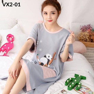 Váy ngủ cotton supermom hàng quảng châu có sẵn