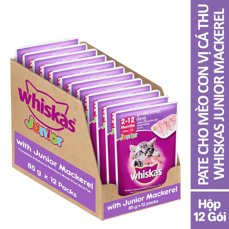 Pate cho mèo con, mèo lớn whiskas gói 85g - Pate mèo Whiskas đầy đủ chất dinh dưỡng