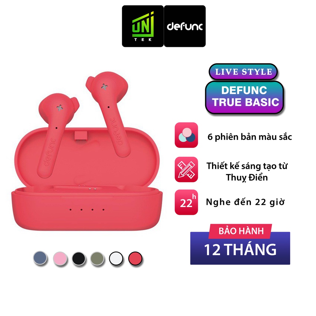 Tai Nghe TWS Defunc True Basic, Bluetooth 5.2, Cảm Ứng, Kháng Nước IPX4, Nghe Đến 22H - Chính Hãng BH 12 UniTek