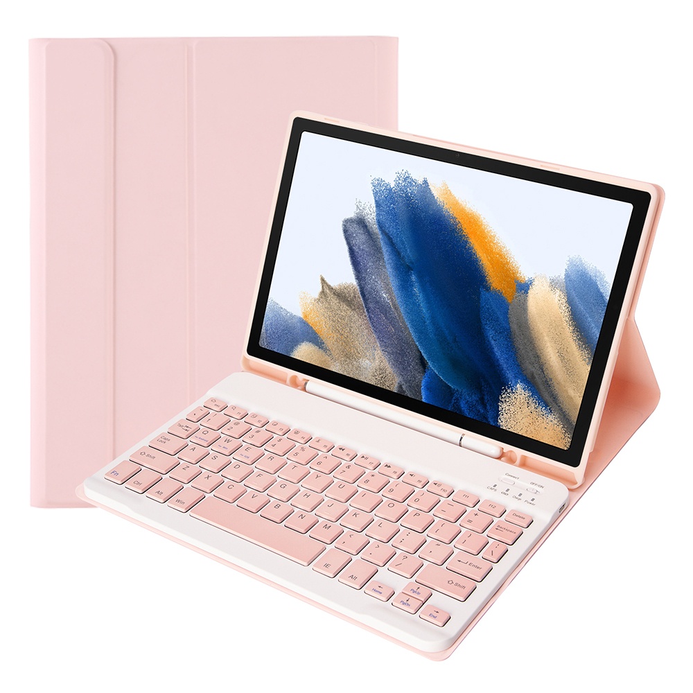 Bao Da Máy Tính Bảng Kèm Bàn Phím Bluetooth Màu Kẹo Có Ngăn Đựng Bút Cho Samsung Galaxy Tab A8 10.5 2021 SM-X200 / SM-X205 A08B/A08