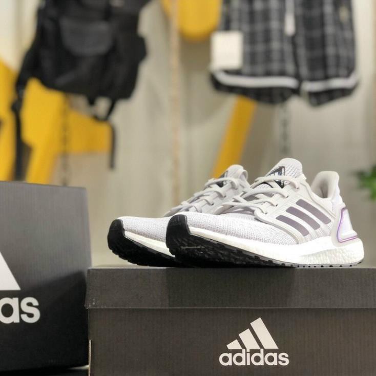 ( HỘP + GIẤY GÓI) Giày thể thao ULTRA BOOST 2021 grey Xám gót tím đế đen Ultra boost UB 6.0 | BigBuy360 - bigbuy360.vn
