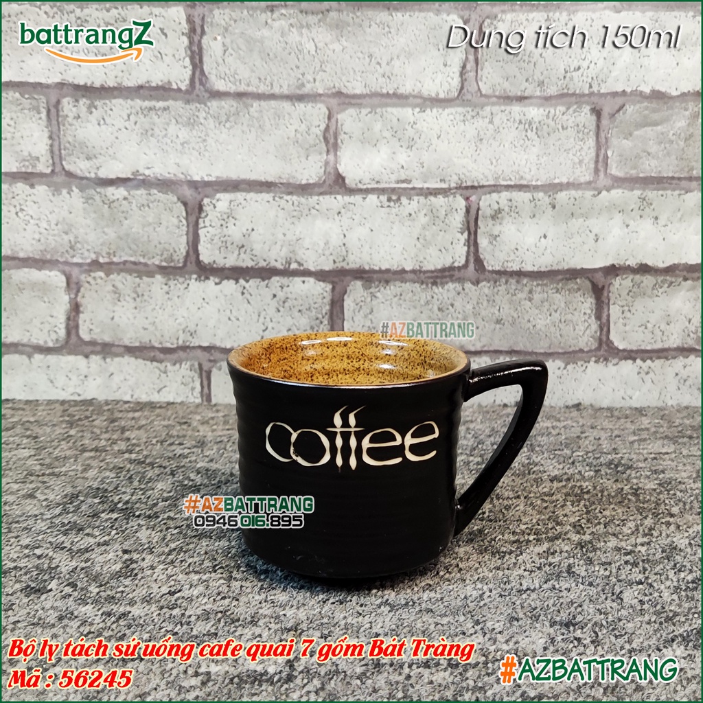 Ly tách cafe kèm thìa cafe sứ men gốm Bát Tràng