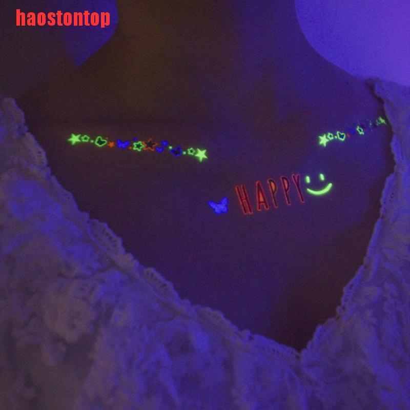 Miếng Dán Hình Xăm Tạm Thời Chống Thấm Nước Màu Dạ Quang