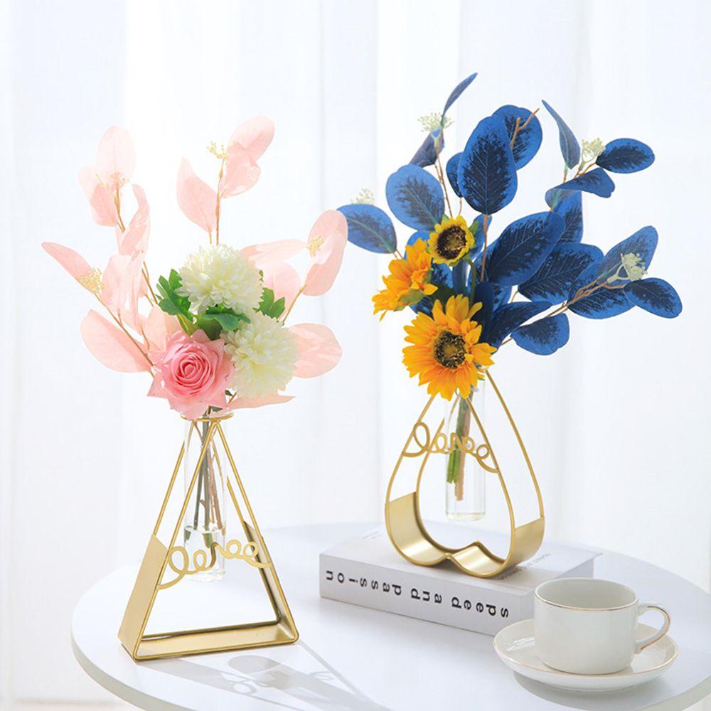 KUNHEV Bình Hoa Thủy Tinh Kèm Giá Đỡ Bằng Sắt Dùng Trang Trí Nhà Cửa