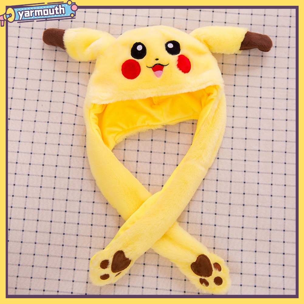 Nón Nhồi Bông Hình Pikachu Tai Thỏ Dễ Thương 60cm