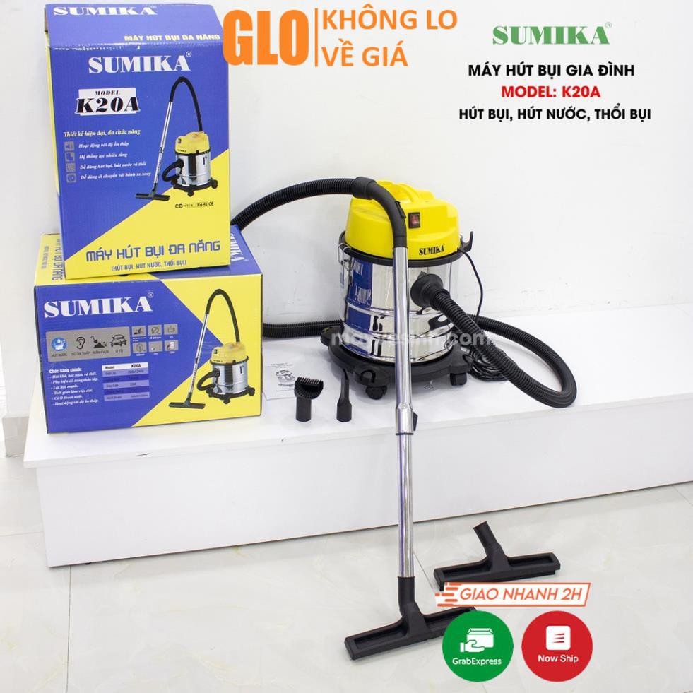 Máy hút bụi gia đình Sumika K20A - hút bụi, hút nước và thổi, motor 100% lõi đồng Italy