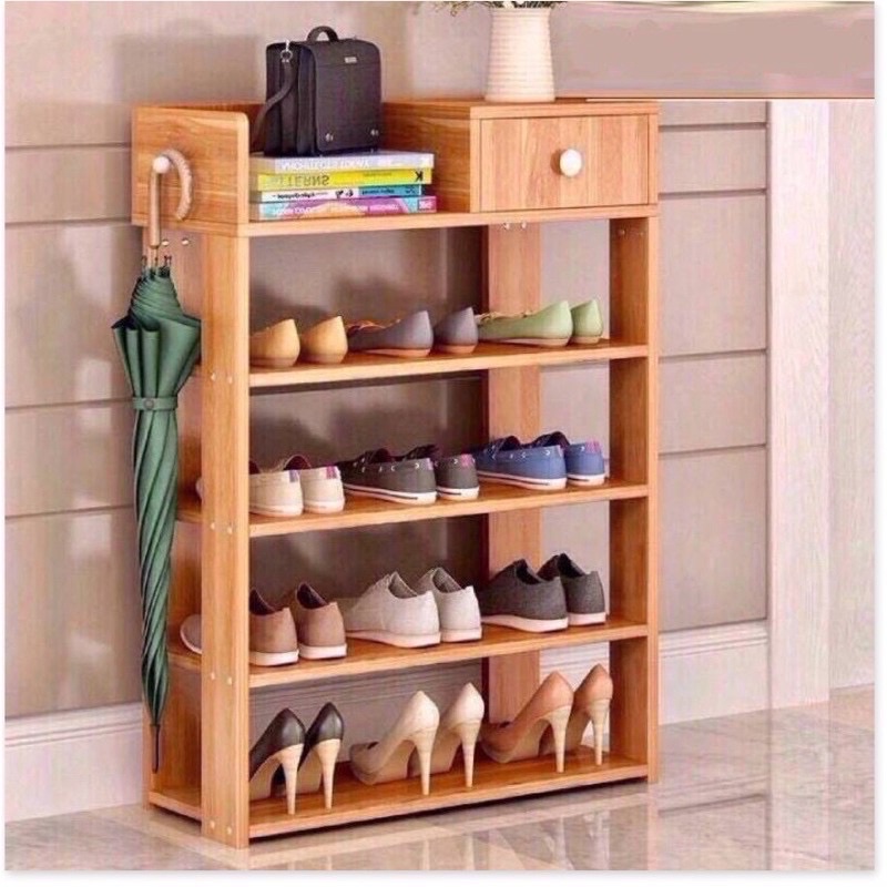 💥FREESHIP💥KỆ ĐỰNG GIÀY DÉP GỖ 5 TẦNG CÓ NGĂN ĐỂ ĐỒ TIỆN ÍCH Shop gia dụng 4.0