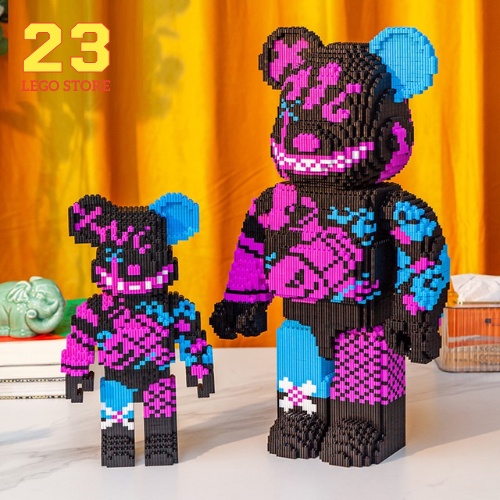 Bộ đồ chơi lắp ghép gấu BearBrick cỡ lớn 20-36cm  có tặng kèm búa lắp ráp, đèn led