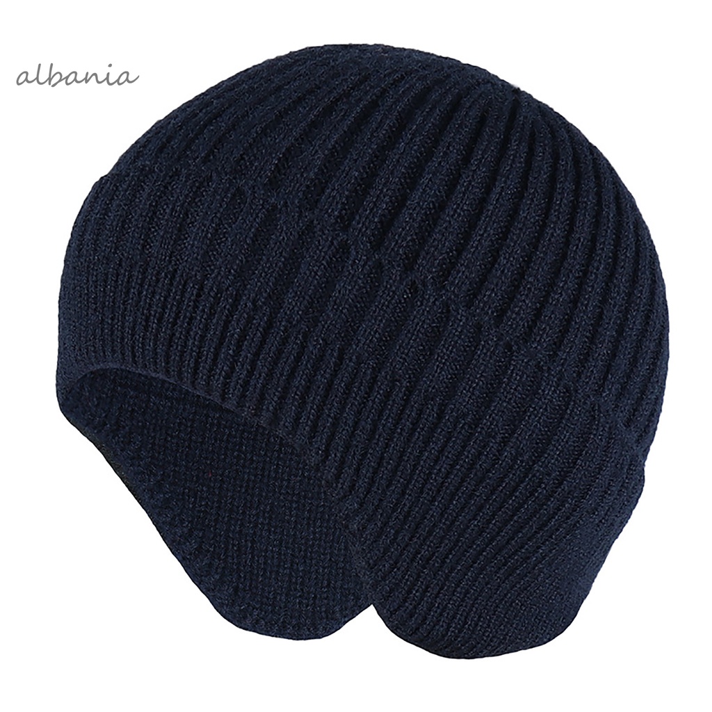 Mũ len trùm tai màu trơn thời trang mùa đông cho nam và nữ