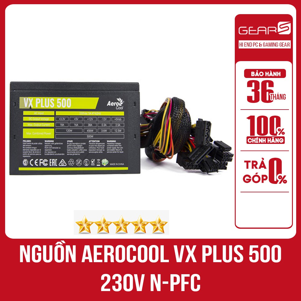 Nguồn Aerocool VX PLUS 500 230V N-PFC Bảo hành CH 36T