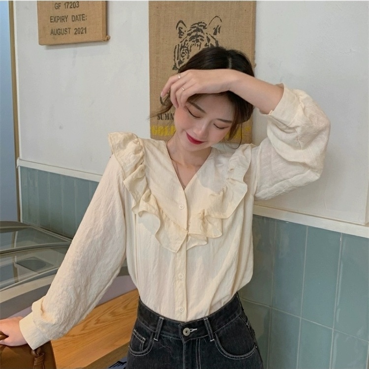 Áo Nữ Tay Dài Cổ Chữ V Thời Trang Hàn Quốc