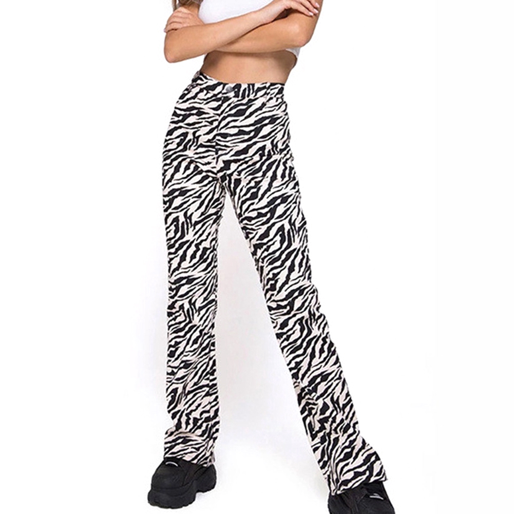 Zebra Striped Joggers Streetwear Straight Pants Women High Waist Trousers Wide Leg Pants | BigBuy360 - bigbuy360.vn