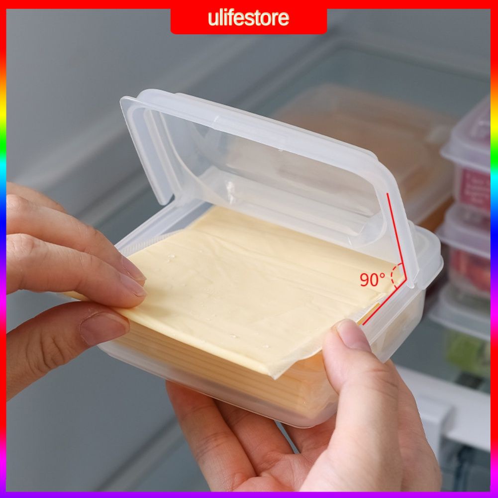 2PCS Xách Tay Nhật Bản Phô Mai Lát Hộp Lưu Trữ Tủ Lạnh Bơ Khối Tươi-giữ Hộp ULIFE