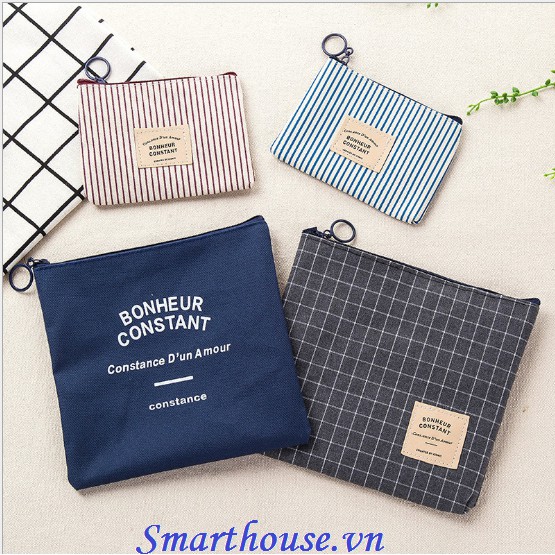 Túi vải Canvas đựng đồ có móc khóa phong cách TL 144