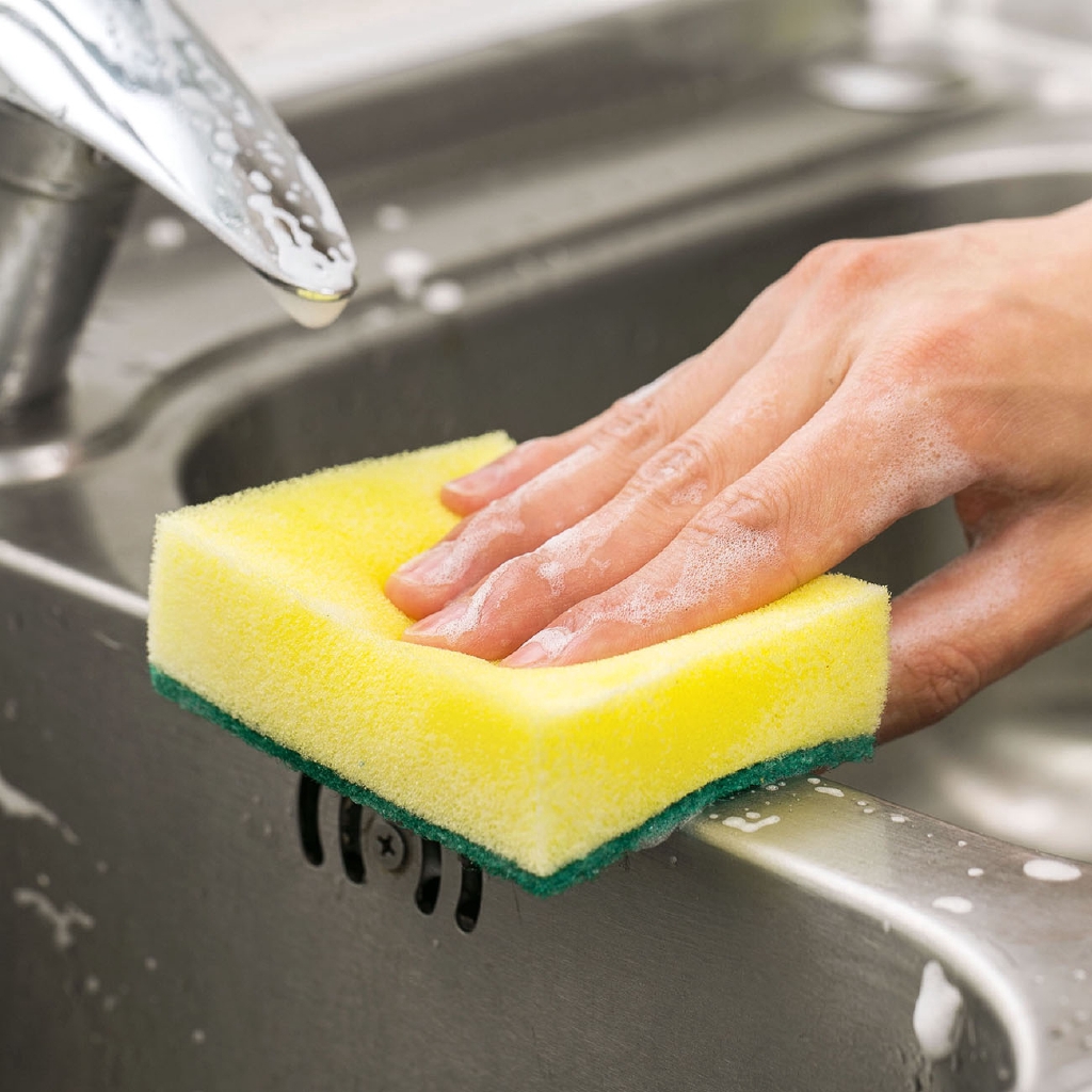 Bộ Khay Sắt Và 6 Miếng Bọt Biển Rửa Chén JUJIAJIA Dùng Cho Nhà Bếp Tiện Lợi