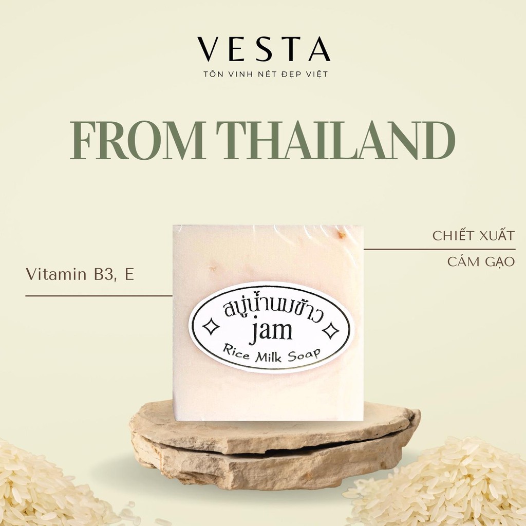 Xà Phòng Cám Gạo - Xà Bông Tẩy Tế Bào Da Chết Jam Rice Milk Soap Trắng Da Giảm Mụn Lưng