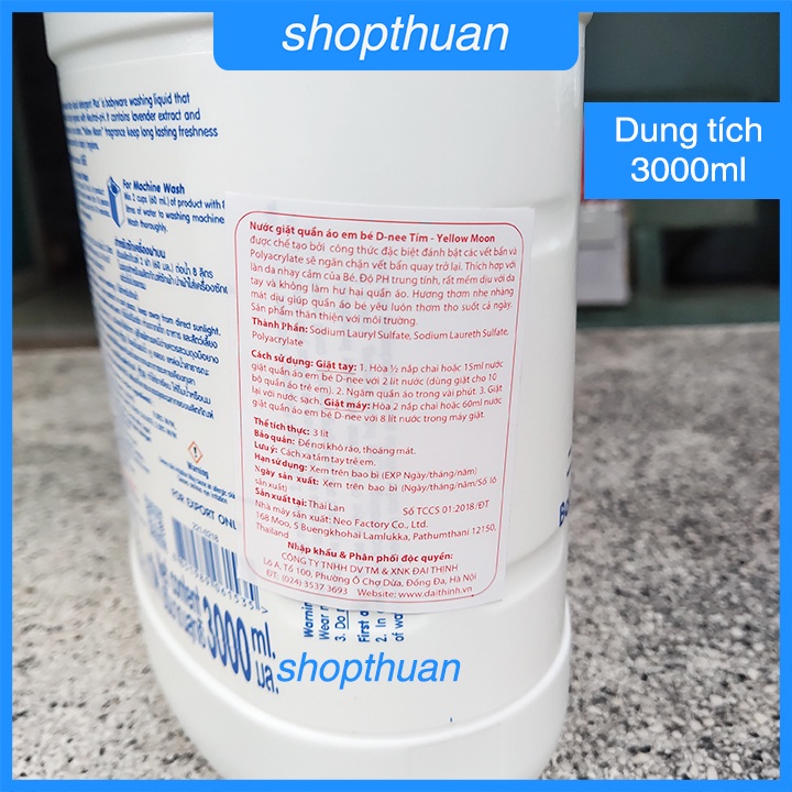 Nước giặt D-nee Tím Yellow Moon 3000ml Đại Thịnh - Nước giặt quần áo trẻ em - HSD : 15/1/25