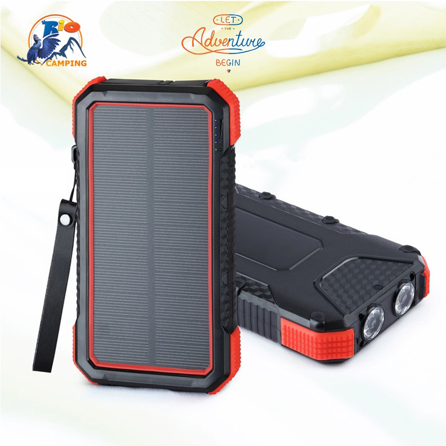 Sạc dự phòng 20000mAh sử dụng năng lượng mặt trời 18w sạc nhanh 2 cổng USB