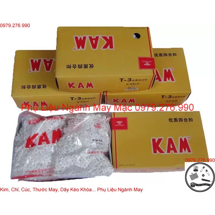 1 hộp nút - cúc bấm nhựa T3 hãng KAM- 1000 bộ/1 hộp