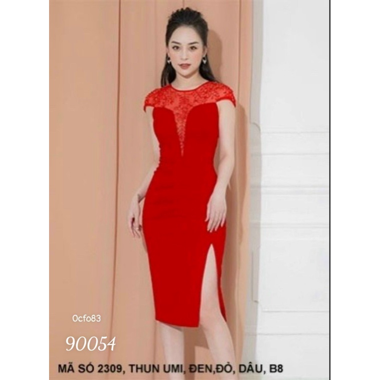 ĐẦM BODY DỰ TIỆC ĐỎ XẺ TÀ THIẾT KẾ NỔI BẬT QUYẾN RŨ CHO QUÝ CÔ DỰ TIỆC / CÓ SIZE XXL LANA FASHION