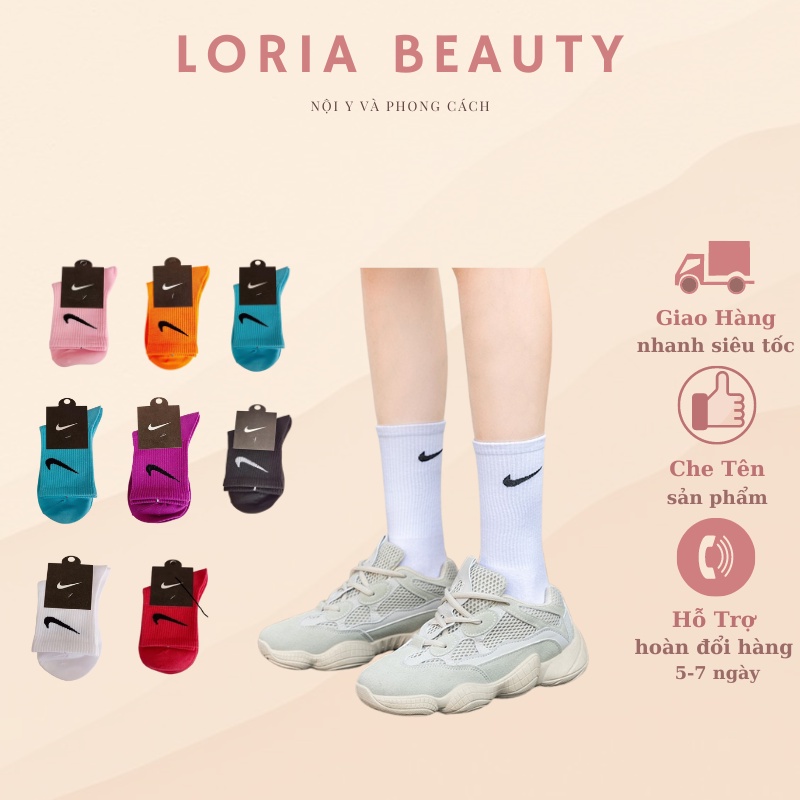 Tất N.i.k.e,Vớ N.i.k.e Thể Thao Cao Cổ Chất Liệu Cotton Nhiều Màu