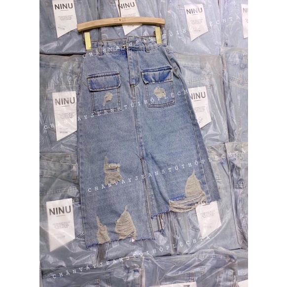 Chân váy bò dáng dài túi hộp [ bán sỉ ] | BigBuy360 - bigbuy360.vn