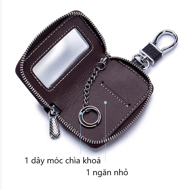 Ví Móc Chìa Khoá Da Bò Cao Cấp Nam Nữ, Túi Móc Chìa Khoá Thường, Ô Tô, Xe Máy, Smart Key - V56