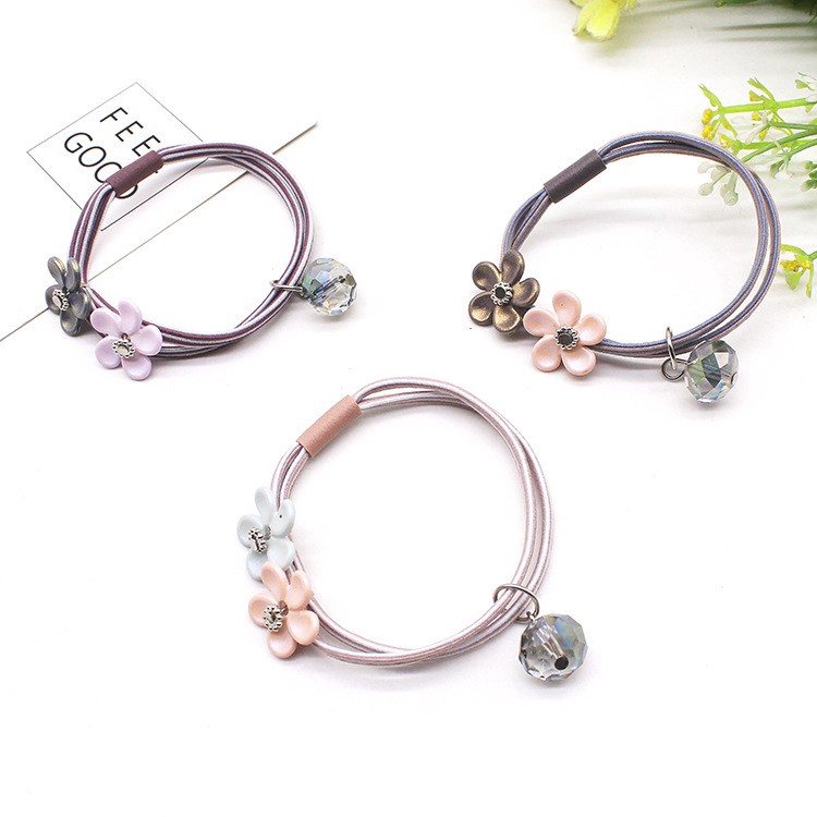 Dây buộc tóc co giãn gắn hoa phong cách Hàn Quốc thời trang cho nữ