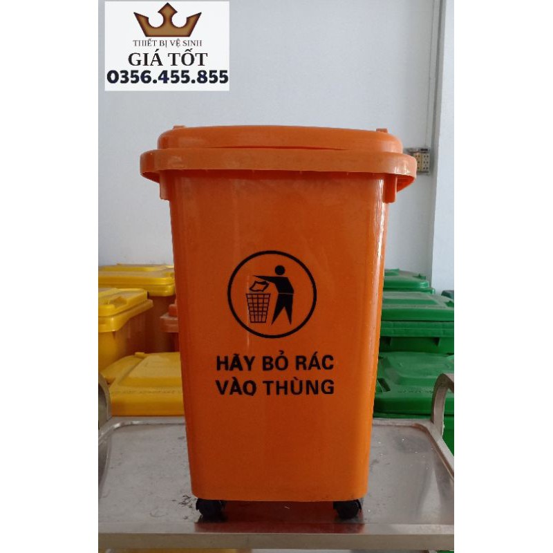 *Sản phẩm chính hãng* Thùng rác nhựa công cộng 60l - 3 màu (xanh lá, vàng, cam)