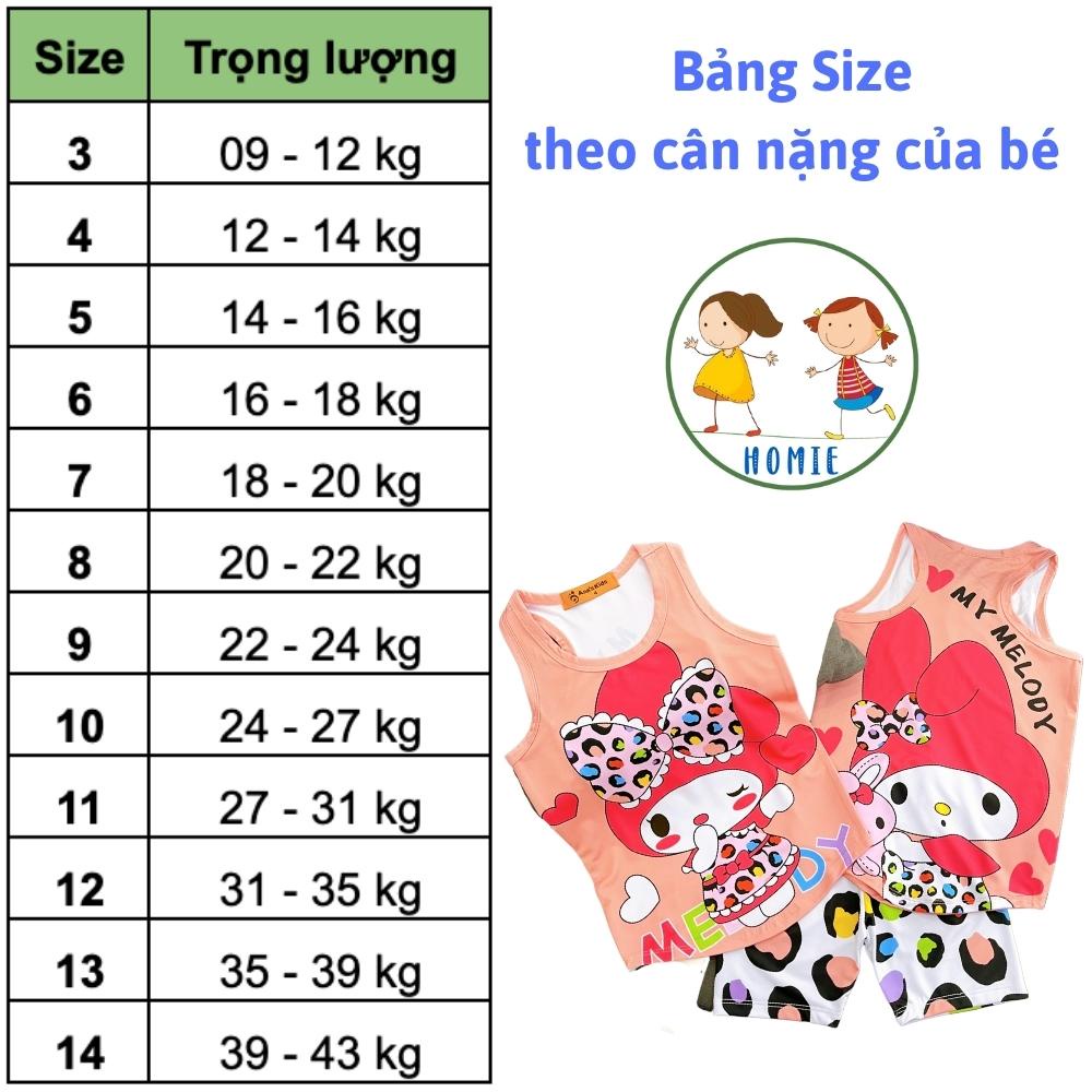 Set Đồ Bộ Quần Lửng Áo Ba Lỗ Cho Bé Gái 9-43 Kg Vải Thun Lạnh 3D In Hoạt Hình Hot Trend Mềm Mịn Mát Homie Kids