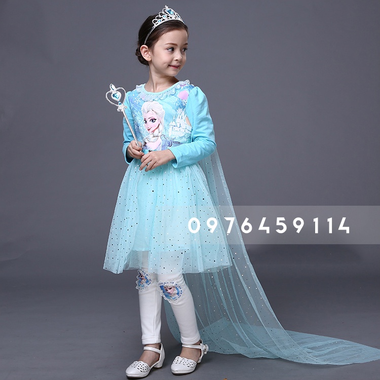 Tà choàng tháo rời váy công chúa Elsa - Tà choàng xanh đầm công chúa Elsa - Tà choàng tháo rời xanh váy công chúa Elsa