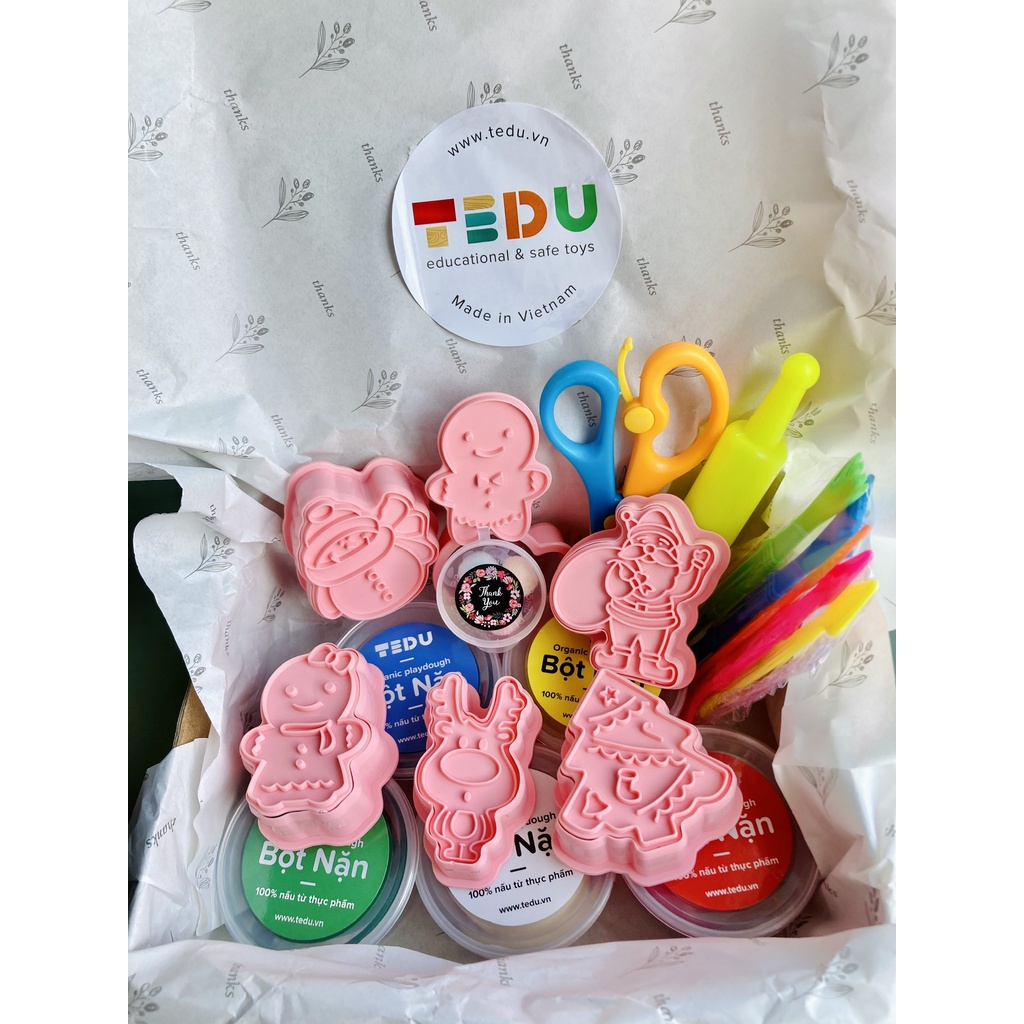 Bột nặn đất nặn an toàn TEDU combo Noel quà tặng Giáng sinh - Khuôn ấn cắt