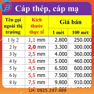 Cáp thép Cáp mạ Cáp lụa Cáp trần... [cuộn 100 mét] CÁP THÉP Thái Bình Vina