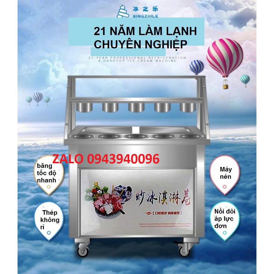 MÁY LÀM KEM CUỘN 2 LỐC LẠNH 2 CHẢO CAO CẤP GIÁ RẺ