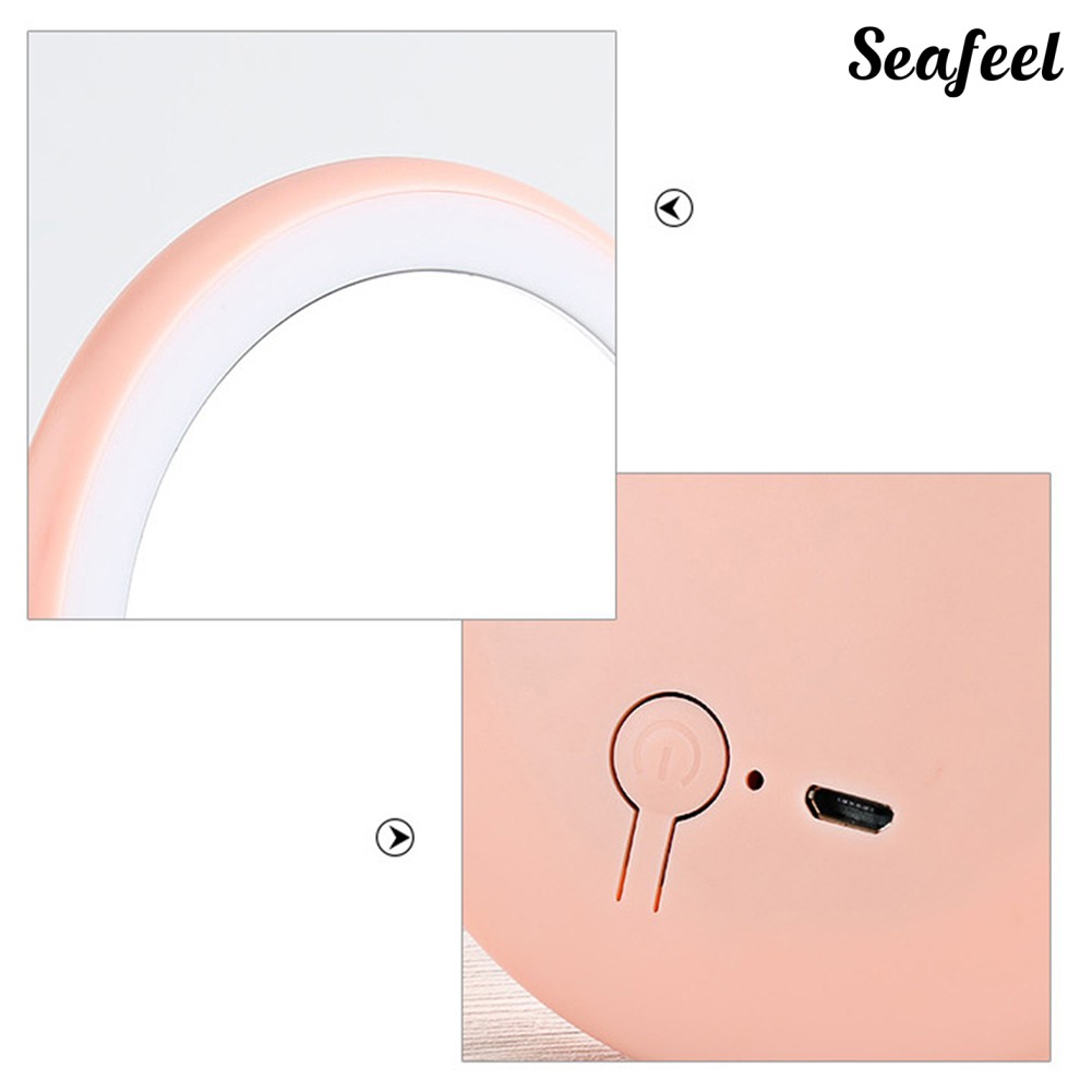 (Hàng Mới Về) Gương Trang Điểm Mini Hình Tròn Hd Có 12 Đèn Led Sạc Được Tiện Dụng