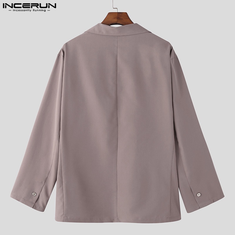 Áo khoác blazer Incerun phối nút kim loại cá tính theo phong cách mùa thu Hàn Quốc dành cho nam
