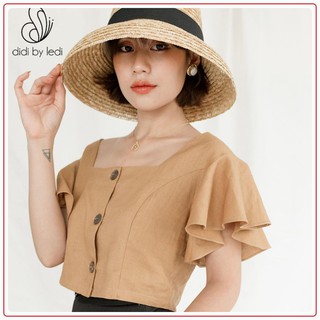 Áo kiểu Crop cổ vuông thời trang thiết kế DIDI BY LEDI áo nữ tay ngắn cánh tiên  size S M L A913