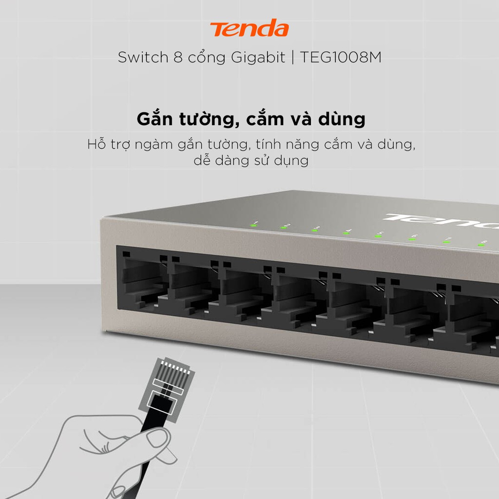 [Mã ELMALL300 giảm 7% đơn 500K] Tenda Bộ chia mạng Switch TEG1008M 8 cổng Ethernet 1000Mbps - Hãng phân phối chính thức