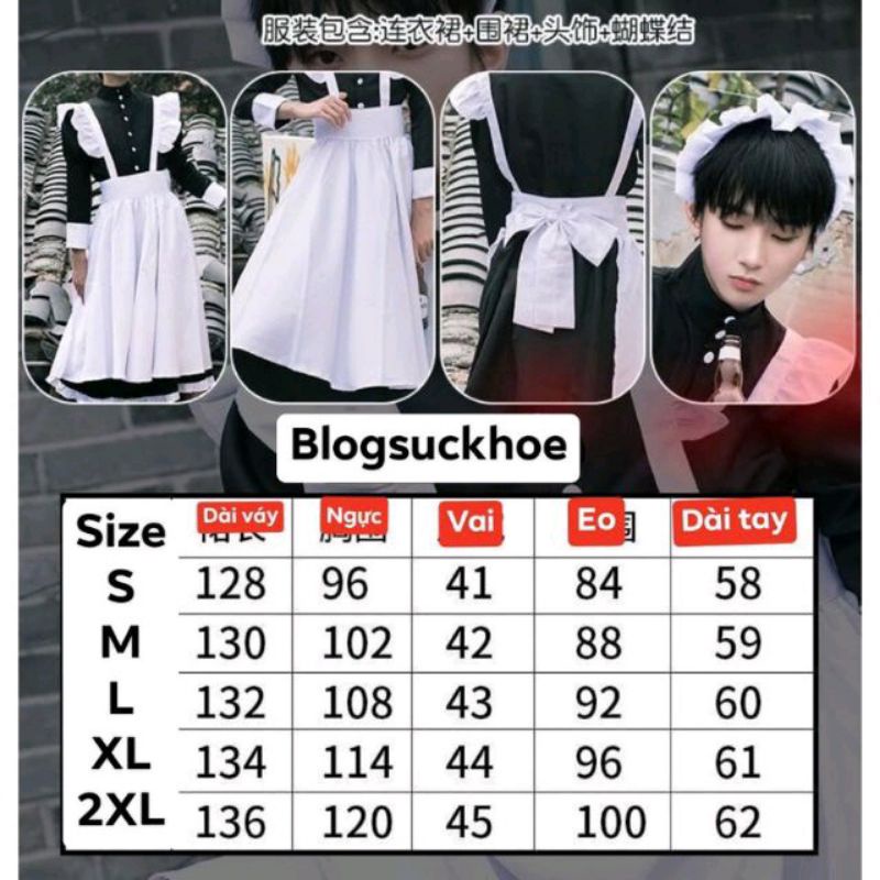 Maid Bộ Cosplay Halloween Nam Nữ Người Giúp Việc