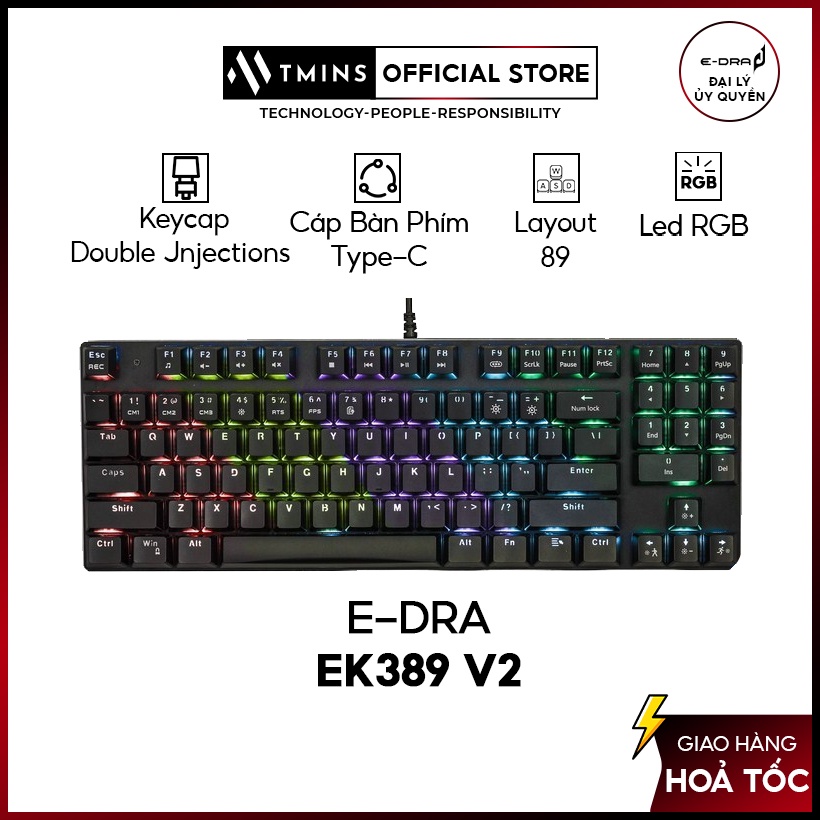 Bàn phím cơ E-Dra EK389 v2  - Bảo hành 24 tháng