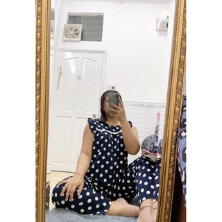 Set đồ bộ áo sát nách quần dài chấm bi nữ