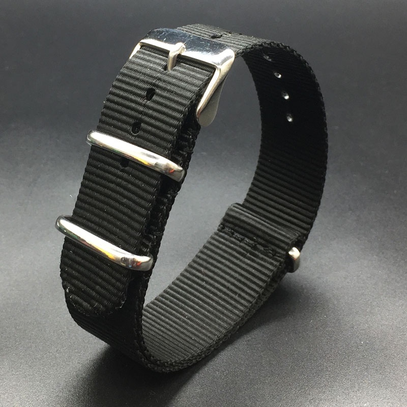 Dây Đeo Đồng Hồ Bằng Nylon Họa Tiết Kẻ Sọc 18mm 20mm 22mm Màu Đen / Trắng Thời Trang