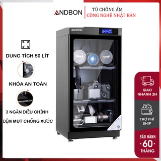 Tủ chống ẩm máy ảnh 50 lít nhập khẩu ANDBON AD-50C,Tủ hút ẩm máy ảnh 50l 3 ngăn CN Nhật Bản, tiết kiệm điện, BH 5 năm