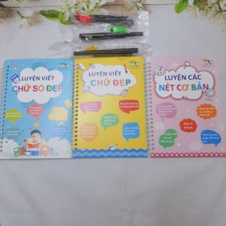 Combo 3 quyển vở luyện viết chữ số đẹp thần kỳ Thanh Nga- mực tự bay dùng mãi mãi