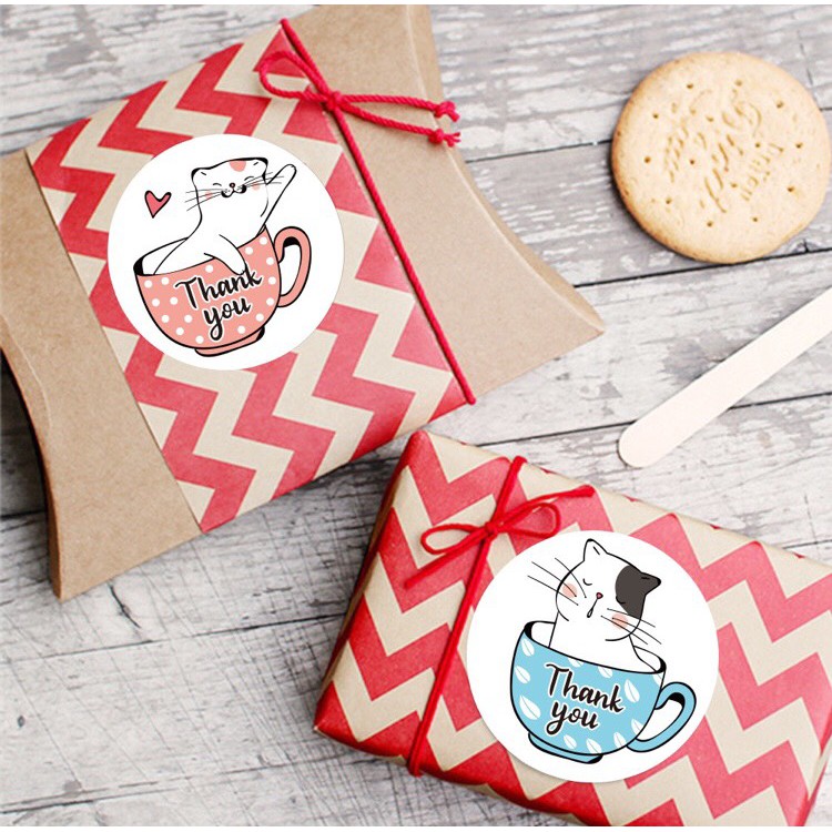 Sticker dán nhãn decal sticker kraft dễ thương THANK YOU