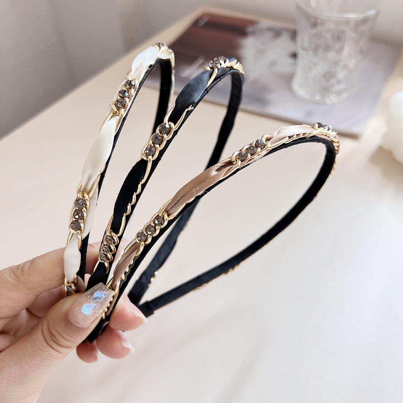 Băng đô Cài tóc dây xích đính đá pha lê